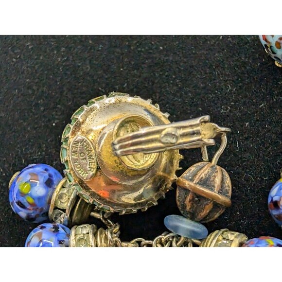 Vtg Beaded Faux Art Glass Rhinestone Dangle Drop Earrings By Kramer Of NY 3" HTF - Picture 7 of 16